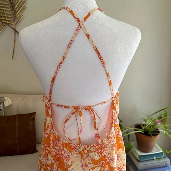 J. CREW Tie Front 100% Cotton Poplin Midi Loose Fit Dress in Orange Floral Small - Picture 8 of 15